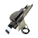 Commercial bread slicer machine, with adjustable settings for cutting bread, mounted on a table or counter, bun slicer, manual bun slicer, hamburger bun slicer, machine that slices hamburger buns