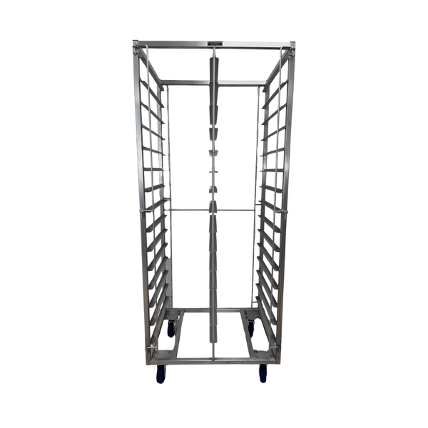 Metal gastronorm pan rack with multiple shelves, 15 runner pan rack for kitchen, commercial kitchen equipment, gastro pan rack, gastronorm trolley, gastronorm trolly, trolley for kitchen pans