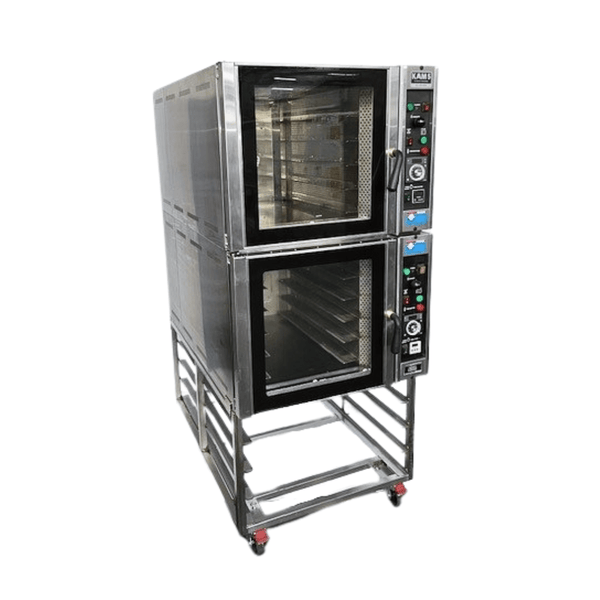 Kam Ovens, bakers oven, bakery ovens, commercial ovens for food service, pastry oven for cafe, cafe equipment, convection oven for sale, double stacked convection oven, stacked ovens on stand, carlyle ovens 