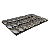 Metal pie tray pallet for oven with multiple pie tins for baking meat pies, uncoated pie tray, raw pie tin, bakery equipment clayton, pie making equipment clayton, raw aluminised steel pie trays
