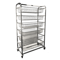 Basket Bread Rack, Bread Rack baskets, Basket Rack display for Bread, Bread Display, stainless steel basket rack, stainless steel bakery rack, stainless steel display rack, bakery display equipment, cafe display equipment, rack with chrome baskets