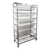 Basket Bread Rack, Bread Rack baskets, Basket Rack display for Bread, Bread Display, stainless steel basket rack, stainless steel bakery rack, stainless steel display rack, bakery display equipment, cafe display equipment, rack with chrome baskets